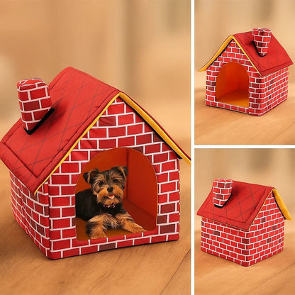 Faltbare Hundehütte im Ziegelstein-Design | gemütlich & robust