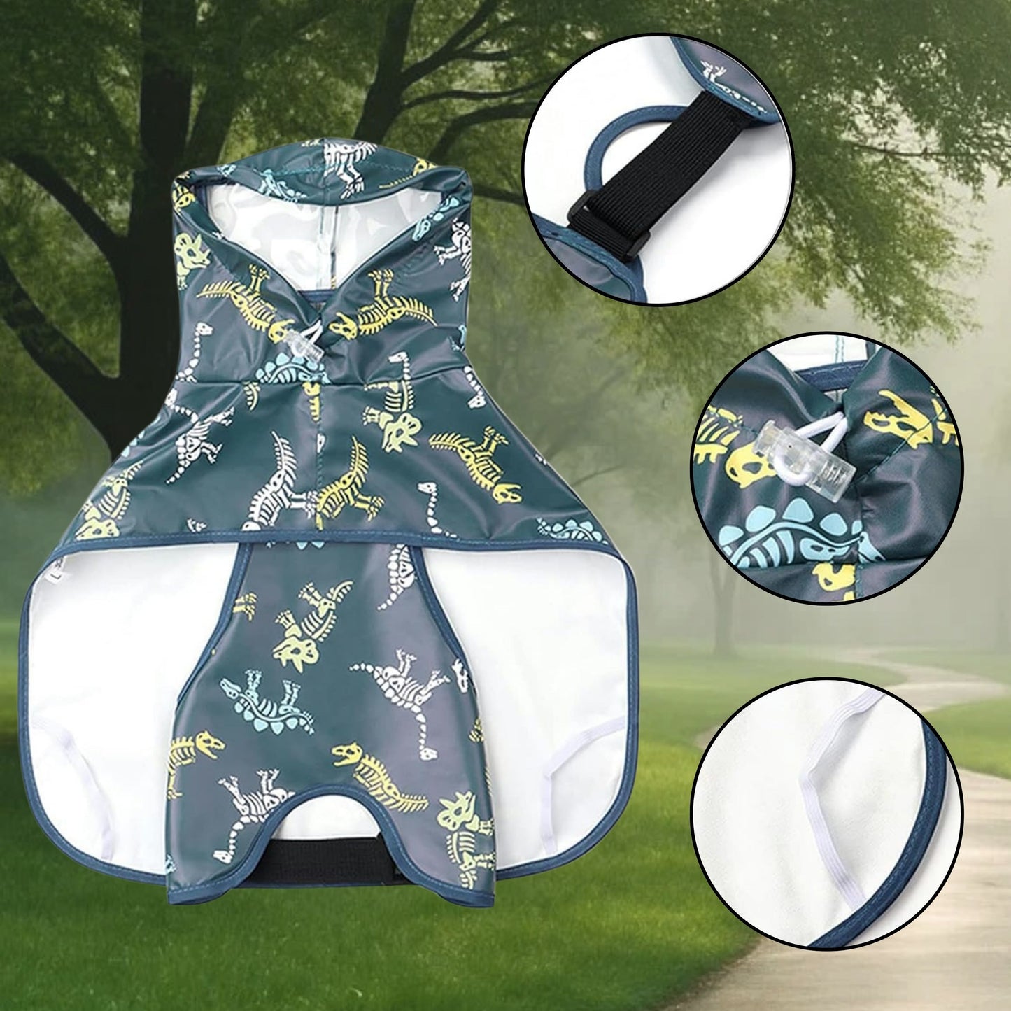 Hundemantel Dino Design | Wasserfeste Regenjacke für Abenteuer im Regen