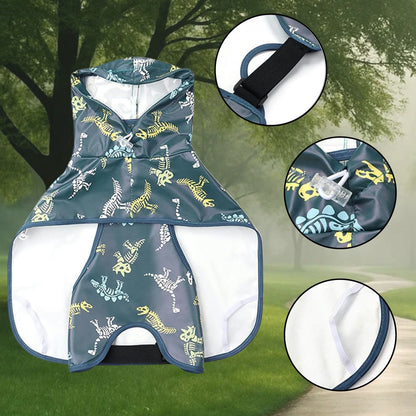 Hundemantel Dino Design | Wasserfeste Regenjacke für Abenteuer im Regen
