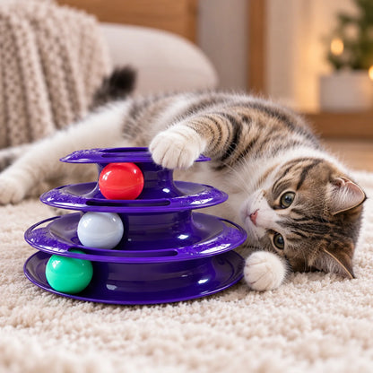 Katzenspielzeug Interaktiv | 3-stufiges Ballspielzeug für Katzen