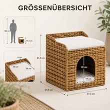 Katzenhöhle 2 Etagen | Geflochten mit weichen Kissen