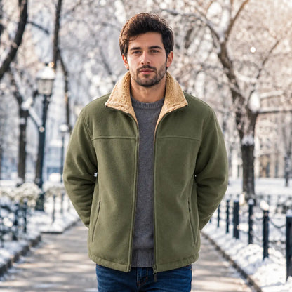 Fleece Jacke Herren | Warme Outdoor Jacke mit Sherpa-Futter