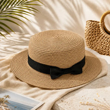 Damen Strohhut mit Schleife |UV-Schutz Sonnenhut für Sommer & Strand