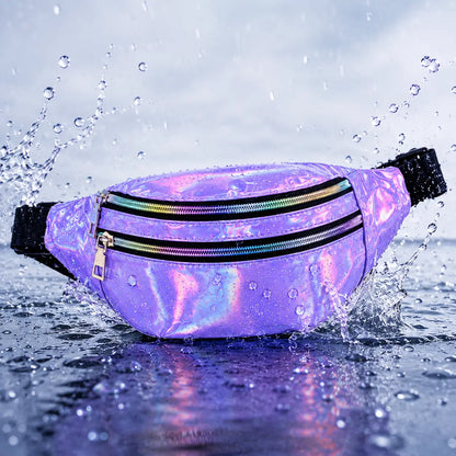 Holografische Bauchtasche | Verstellbare Gürteltasche mit 3 Fächern