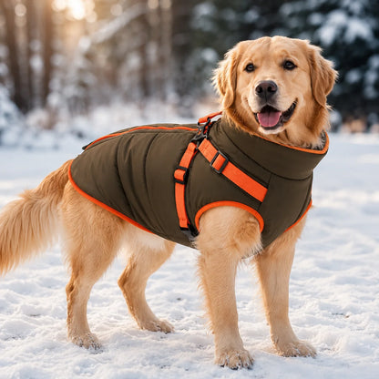 Wasserdichter Winter-Hundemantel | Warme Hundejacke mit Geschirr