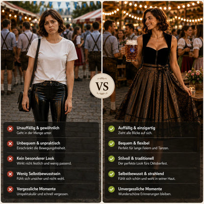 Dirndl Damen Kleid | Elegantes Trachtenkleid für Oktoberfest