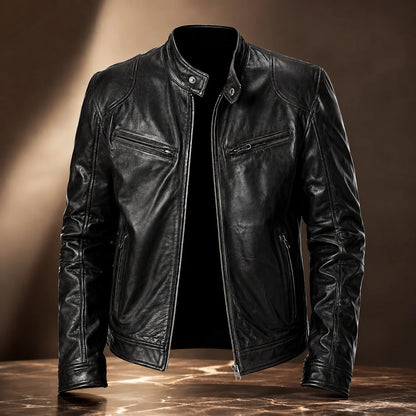 Vintage Herren Motorrad Lederjacke aus Leder | Slim Fit Winterjacke