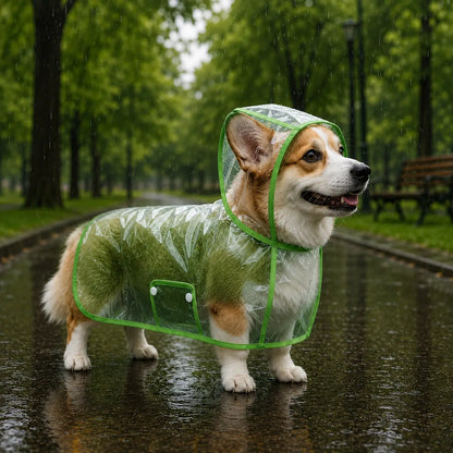 Hunde Regenmantel Transparent | Wasserdichter Regenponcho mit Kapuze