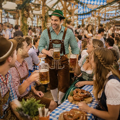 Oktoberfest Kostüm Herren Set mit Hemd, Lederhose & Hut