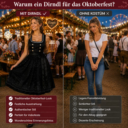 Schwarzes Dirndl Damen | Elegante Tracht für Oktoberfest & Feste