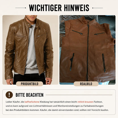 Vintage Herren Motorrad Lederjacke aus Leder | Slim Fit Winterjacke