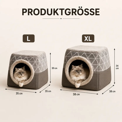 Katzenhöhle & Katzenbett 2-in-1 | Weiches Kuschelbett für Katzen