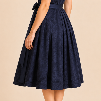 Dirndl Damen Blau | Midi Dirndl mit Ornamentmuster fürs Oktoberfest