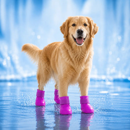 Wasserdichte Hundeschuhe 4er-Set | Rutschfeste Gummistiefel für Hunde