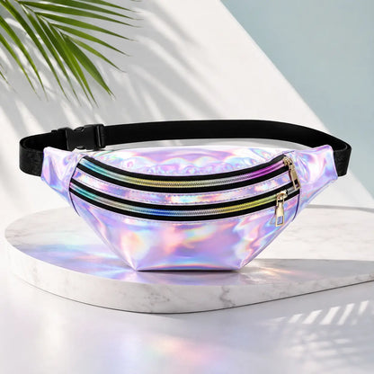 Holografische Bauchtasche | Verstellbare Gürteltasche mit 3 Fächern