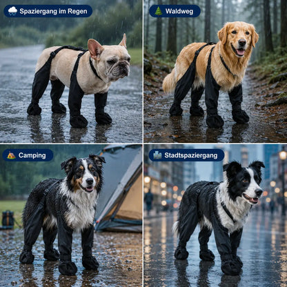 Hundeschuhe mit Beinriemen | Wasserdichte Pfotenschützer für Hunde