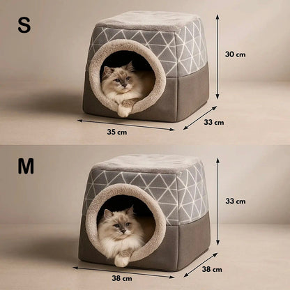 Katzenhöhle & Katzenbett 2-in-1 | Weiches Kuschelbett für Katzen