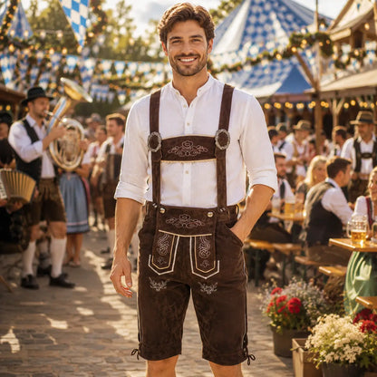 Oktoberfest Lederhose Herren mit Hosenträgern | Trachtenkostüm