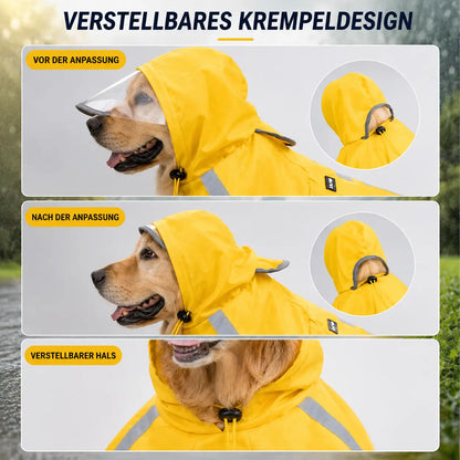 Hunde Regenmantel Wasserdicht | Reflektierende Regenjacke mit Kapuze