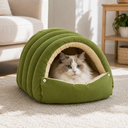 Winter Katzenbett | Warmes Katzenhöhle mit Plüsch