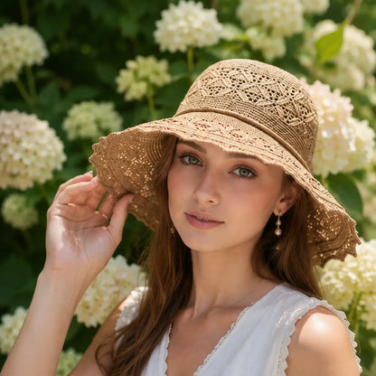 Damen Sonnenhut mit UV-Schutz | Faltbarer Sommerhut aus Polyester