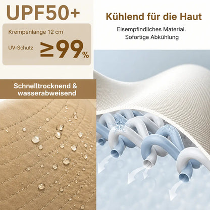 Damen Sonnenhut UV50+ | Faltbarer Sommerhut mit Breiter Krempe