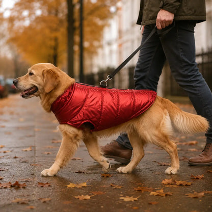 Hundemantel wasserdicht | Warmer Wintermantel mit Leinenringen