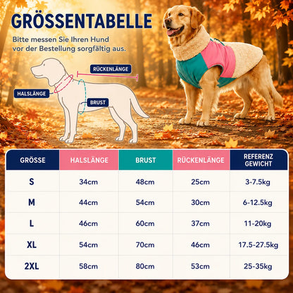 Warme Winter Hundemantel mit Fleece | Wasserabweisende Hundeweste