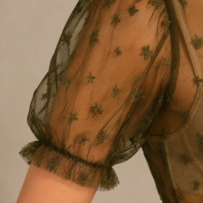 Dirndlbluse Damen transparent | Puffärmel für Oktoberfest