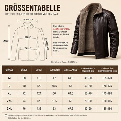Herren Lederjacke Vintage mit Fleece | Warme PU Winterjacke