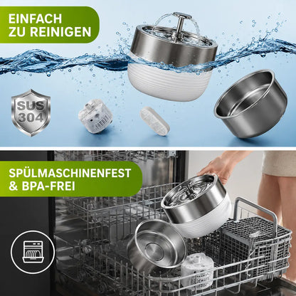 Edelstahl Trinkbrunnen für Katzen & Hunde – Fließendes Wasser