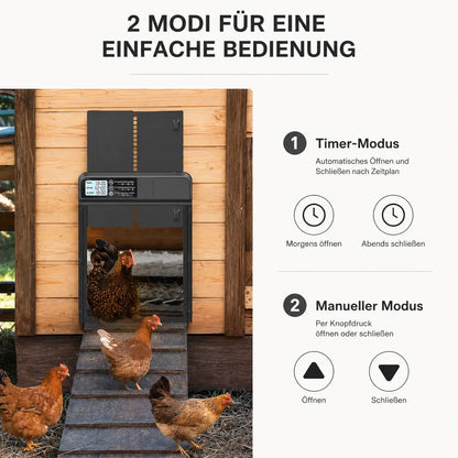 Automatische Hühnerklappe Solar | LCD & Licht-Sensor mit Fernbedienung