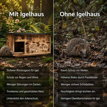 Igelhaus aus Massivholz | Wetterfestes Winterquartier für Igel