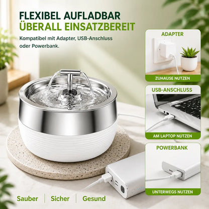 Edelstahl Trinkbrunnen für Katzen & Hunde – Fließendes Wasser