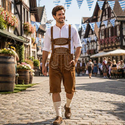 Oktoberfest Lederhose Herren mit Hosenträgern | Trachtenkostüm
