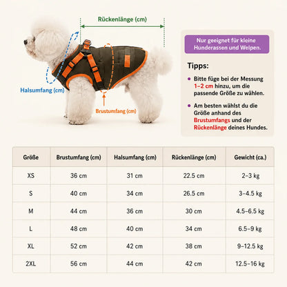 Hundemantel Winter 2-in-1 | Warme & Wasserdichte Jacke mit Geschirr