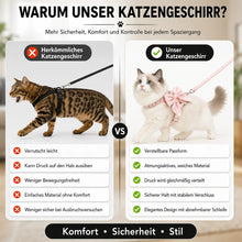 Katzengeschirr mit Leine | Verstellbar & Atmungsaktiv mit Schleife