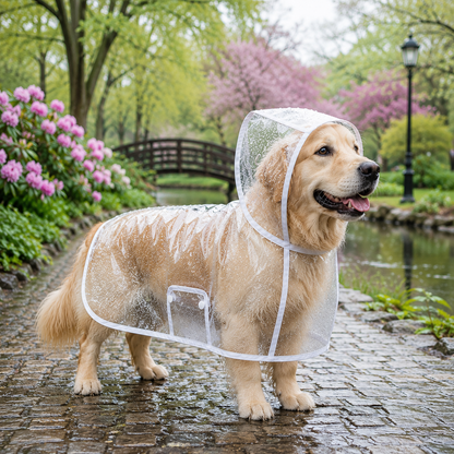 Hunde Regenmantel Transparent | Wasserdichter Regenponcho mit Kapuze