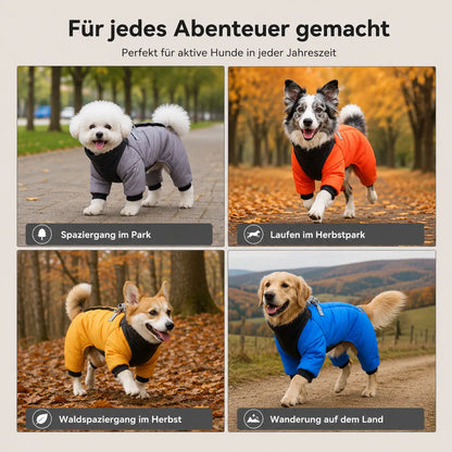 Winter Hundemantel mit Beinen & Kapuze | Wasserdicht, Reflektierend