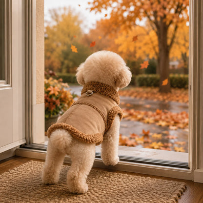 Hundemantel Winter | Wildleder-Optik mit Fleece & Leinenring