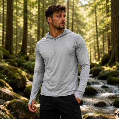 Herren UV-Schutz Langarmshirt UPF 50+ |Atmungsaktiv mit Kapuze