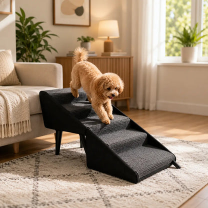 Hundetreppe für Bett & Sofa | Faltbare Haustiertreppe mit Rampe