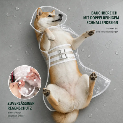Hunde Regenmantel Transparent | Wasserdichter Regenponcho mit Kapuze