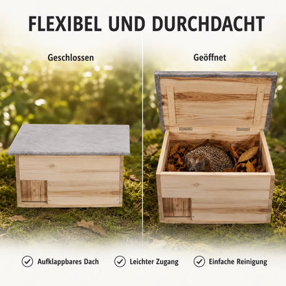 Igelhaus aus Holz für den Garten | Sicheres Winterquartier für Igel