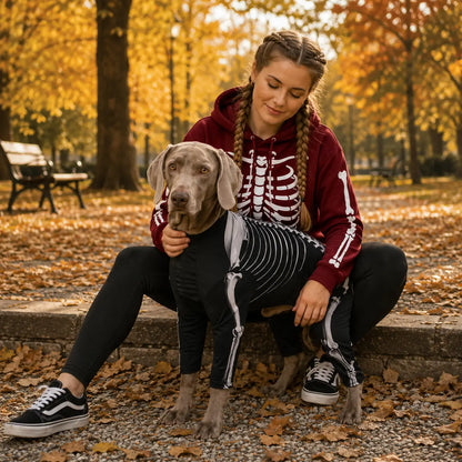 Halloween Partnerlook Set | Skelett Kostüm für Hund & Mensch