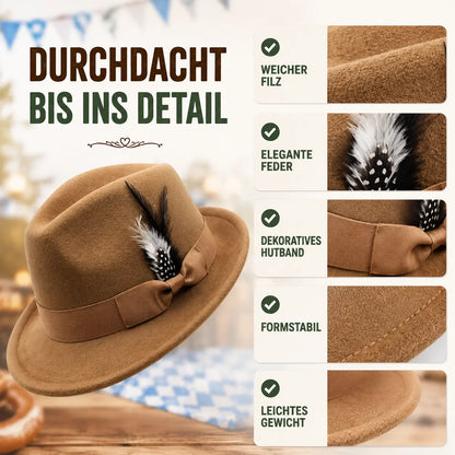 Oktoberfest Hut aus Filz für Damen & Herren mit Feder