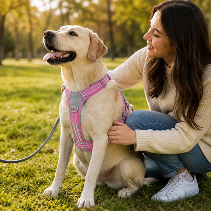 Hundegeschirr mit Griff & Reflektor | Verstellbares Hundegeschirr