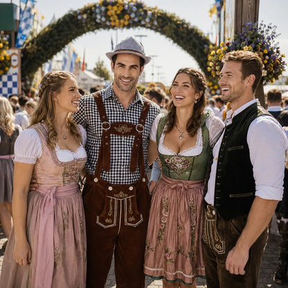 Oktoberfest Kostüm Herren Set mit Hemd, Lederhose & Hut