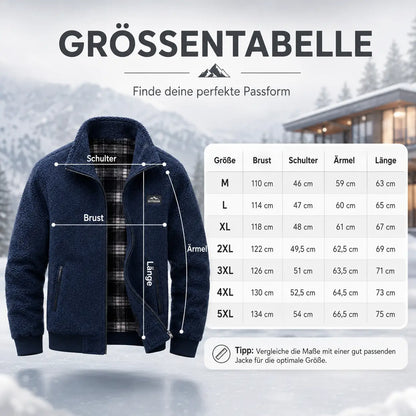 Fleece Jacke Herren | Warme Outdoor Jacke mit Sherpa-Futter
