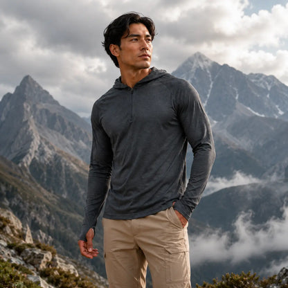 Herren UV-Schutz Langarmshirt UPF 50+ |Atmungsaktiv mit Kapuze